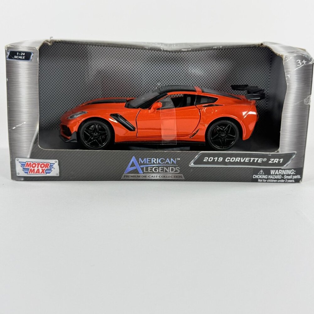 Motor Max 1:24 DieCast Car 2019 Corvette ZR Orange & Black  American Legends